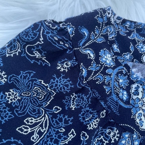 Susan Graver Womens Floral Woven Tie Neck Peasant Tunic Top - Size Med. petite - Picture 4 of 12